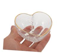 STOBAZA 3pcs Transparent Heart Shaped Crystal Glass Bowls Multi Functional Dessert and Fruit Salad Serving Bowls for Household Use Food Grade Glass Easy to Clean