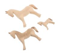 STOBAZA 3pcs Unfinished Wood Horse Figurines for Painting DIY Craft Home Art Rustic Animal Sculpture Vintage Table Decoration Accent Small Medium Large