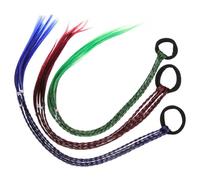 STOBAZA 3pcs Wrap Around Ponytail Hair Extensions with Elastic Bands for Women Lightweight Braided Hair Accessories Stylish Gradient Blue Red Green Bands for Easy Styling
