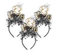 STOBAZA 3pcs Year Headband Sparkly Black Gold Hairbands with Sequins Stars Elegant Party Hair Accessories for Year's Eve Celebrations and Festive Gatherings