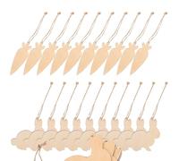 STOBAZA 40pcs Easter Hanging Wooden Tags Set, Unfinished Bunny Carrot Cutouts with Twine, DIY Easter Rabbit Decorations for Home and Party Ornaments