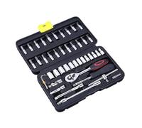 STOBAZA 46PC Auto Repair Ratchet Wrench Set Vanadium Steel Socket Combination Mechanics Toolbox Compact Portable for Professional Use Random Color