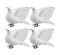 STOBAZA 4pcs Artificial Peace Dove Bird Ornaments Feathered White Flying Doves Birds with Spread Wings Bird Decor for Wedding Decoration Christmas Tree Home Decor Flower Arrangement Party Accessories