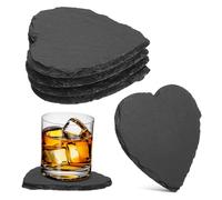 STOBAZA 4pcs Black Heart Shaped Drink Coasters Cup Mats for Wine Glasses and Beverages Stylish Stone Table Protector for Hot Cold Drinks Water Ring Resistant Kitchen Bar Use