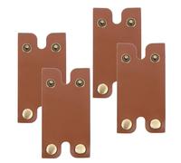 STOBAZA 4pcs Brown Manual Safety Head Protective Sheaths, Double Edge Covers with Leather Texture, Travel and Bathroom Use Head Guards for Men