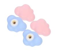 STOBAZA 4pcs Ceramic Cloud Drawer Knobs for Cabinets Dual Color Pink Light Blue Cute Pottery Handles Decorative Pulls for Boys Closets