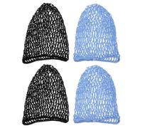 STOBAZA 4pcs Crochet Mesh Hair Nets for Sleeping Women Elastic Soft Knit Snood Caps for Curls and Braids Long Protective Bonnet Hair Covers Reusable