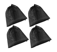STOBAZA 4pcs Extra Large Pump Filter Bags with Drawstring Black Polyester Mesh Pump Filter Bag for Aquarium and Tank Ensures Debris Filtration