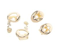 STOBAZA 4pcs Golden Hip Hop Single Tooth Grill Caps with Rose and Star Shapes, Copper Material with Comfortable Fit and Resistance to Fading, for Street Culture Events and Halloween Mouth