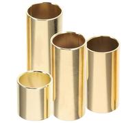 STOBAZA 4pcs Guitar Slides Set Metal Guitar Slide Rings for Electric and Acoustic Finger Protector Musical Instrument Slider Gold Finish for Blues and Jazz Players