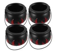 STOBAZA 4pcs Halloween Candy Buckets Plastic Mini Pumpkin Cauldron Pots for Treats Holder Portable Snack Storage and Party Decoration