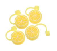 STOBAZA 4pcs Lemon-Shaped Silicone Straw Caps for Straws Food-Grade Dustproof Toppers Spill-Resistant Silicone Tips Decorative and Accessories