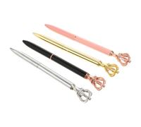 STOBAZA 4pcs Metal Ballpoint Pens Crown Shape Gel Writing Pens for Students School Stationery Set with Gold, Silver, Pink, and Black Colors