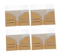 STOBAZA 4pcs Multi-Functional Kraft Paper Passport Wallet with PVC, Elegant Khaki Passport Holder Pouch Featuring Practical Design, Travel Document Organizer for Secure and Stylish Use