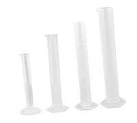 STOBAZA 4pcs Plastic Measuring Cylinder with Graduated Scale Transparent Laboratory Liquid Measuring Cylinders Hex Base Chemical Stable Pour Spout