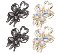 STOBAZA 4pcs Small Crystal Butterfly Hair Clips Sparkly Metal Rhinestone Hair Claws for Side Bangs Styling Vintage Accessories for Women