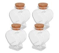 STOBAZA 4pcs Spell Jars Heart-shaped Glass Wishing Bottles with Wooden Cork, DIY Decorative Drift Bottles for Keepsakes, Essential Oils and Home Décor
