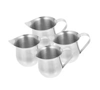 STOBAZA 4pcs Stainless Steel Milk Cups Small Frothing Pitchers for Espresso Coffee Latte Art with Single Handle Lightweight Creamer Jugs for Home Office Use