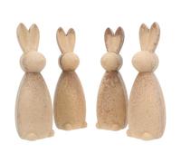 STOBAZA 4pcs Unfinished Wooden Bunny Figurines for Easter Crafts, Small Natural Wood Bunny Statues DIY Painting Set, Wood Peg Dolls for Holiday Decor and Classroom Activities