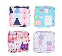 STOBAZA 4pcs Waterproof Sanitary Napkin Storage Bags Set, Portable Tampon Pouches with Assorted Cute Animal Designs, Compact Change and Outdoor Menstrual Pad Holder for Women Random Color
