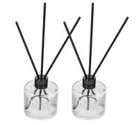 STOBAZA 50ml Glass Aromatherapy Bottles and Reed Diffuser Set Square Essential Oil Volatile Bottles with 16cm Black Diffuser Sticks for Home Fragrance