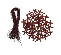 STOBAZA 50pcs Mini Wooden Cross Pendants with Predrilled for DIY Holiday Decorations Small Vintage Catholic Cross Charms for Christmas Tree Ornaments Car Mirror Charms Jewelry Making