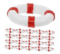 STOBAZA 50pcs Miniature Nautical Life Ring Resin Micro Landscape Lifebuoy Mediterranean Style Mini Swimming Life Ring for Dollhouses Fairy Gardens Coastal Craft Decorations