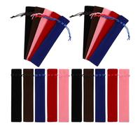 STOBAZA 50pcs Velvet Pen Pouch Drawstring Organizer Compact Pencil Case for School Office Travel Secure Storage for Fountain Pens Colored Pencils Assorted Black Red Bronze Blue Pink Colors