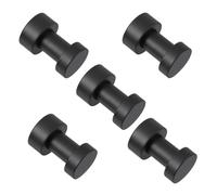STOBAZA 5pcs Bathroom Towel Hooks Heavy Duty Solid Brass Wall Hangers for Coat Clothes Robe Kitchen Bedroom with Screws Black Finish Modern Style