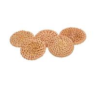 STOBAZA 5pcs Bohemian Rattan Circle Pendants Natural Brown Handwoven Solid Round Discs for DIY Earrings Jewelry Making Craft Projects