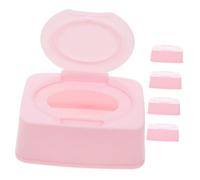 STOBAZA 5pcs Child Friendly Wipes Dispenser Case with Dustproof Design and Soft Pink Colour, Portable Pp Material Tissue Storage Box for Travel on The Go Use