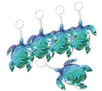 STOBAZA 5Pcs Green Turtle Sequin Keychain with Hanging Ring Cute Sea Animal Charms for DIY Pendant Bag Decoration Car and Family Keys Accessories Stylish Reflective Keyrings for Party and