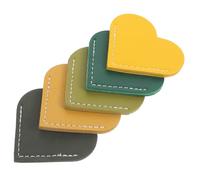 STOBAZA 5Pcs Heart-Shaped PU Leather Book Corner Protectors Mini Bookmarks for Reading Lovers Sewn Edges Lightweight Portable Page Markers for Books Scrapbooks and Photo Albums