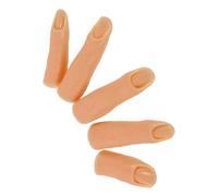 STOBAZA 5Pcs Silicone Manicure Training Fingers with Jointed Design Soft Practice Hand Model for Gel Nail Art Light Brown Insertable Tips for Nail Technicians