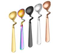 STOBAZA 5pcs Stainless Steel Multi-Function Beverage Spoons with S-Shaped Bent Handles for Mixing Hanging and Serving Dessert Honey Coffee Polished Comfortable Grip Home Table Use