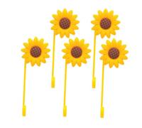 STOBAZA 5pcs Sunflower Silicone Straw Caps Flower Dust Plugs for Tumblers and Glasses Reusable Straw Covers for Outdoor Picnics Travel and Adults Hydration