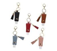 STOBAZA 5pcs Travel Empty Bottles with Keychain Hand Holder Portable Perfume and Containers for Toiletry Use in Brown Red Black Blue Pink