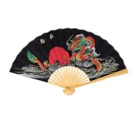 STOBAZA 5x0.9m Large Chinese Folding Wall Fan Black Dragon Decorative Wall Pendant for Living Room Wedding Ceremony Oriental Style Background Hanging