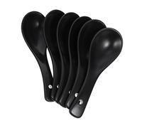 STOBAZA 6pcs Black Ceramic Soup Spoons Smooth Surface, Suitable for Hand-held Use, Multipurpose Rice Eating Spoons for Mixing and Everyday Household Dining