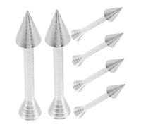 STOBAZA 6pcs Cake Decorating Rod Flower Nails with Aluminium Alloy Cone Base Holder Silver Icing Tools for Precise Floral Piping Reusable Cake Nail Decorating Tools for Bakers