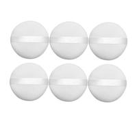 STOBAZA 6PCS Compact Round Makeup Powder Puff Soft Plush Supple Cosmetic Sponges with Hand-stitched Ribbons for Foundation Concealer Blusher and Highlighter Application