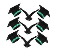 STOBAZA 6pcs Graduation Cap Wine Bottle Caps with Mini Tassels Festive Green Ribbon Bottle Covers for Graduation Party Decorations and DIY Bouquet Accessories