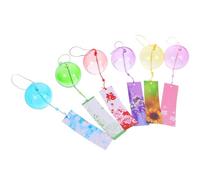 STOBAZA 6pcs Japanese Style Colored Glass Wind Chimes Set, Multi-color Balcony Garden Hanging Decor, Retro Home Pendant Ornaments for Outdoor and Indoor Use