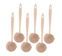 STOBAZA 6pcs Kitchen Ladle Strainer Set Beige Dual Function Soup Spoon with Fine Precision Heat Resistant Non Slip Handle for Noodles Pasta Oil Filtering