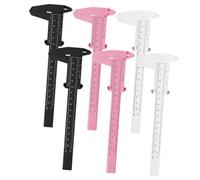 STOBAZA 6pcs Plastic Eyebrow Calipers Measuring Ruler with Dual Scale Portable Facial Caliper for Precise Brow Mapping and Microblading Design in White, Black, and Pink
