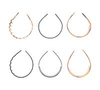 STOBAZA 6pcs Plastic Toothed Hair Comb Headbands Non-slip Wavy Design Elastic Hairbands for Women Men with Small Medium Large Teeth, Multi-color Hair Accessories for Daily Use