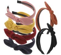 STOBAZA 6pcs Wide Bowknot Headbands for Women Fashion Hair Accessories with Rabbit Ear Design Soft Comfortable Skin-friendly Headwear in Black Red Pink Navy and Mustard for Travel and