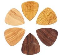 STOBAZA 6pcs Wooden Guitar Picks for Folk Bass Electric Guitars Mixed Natural Wood Materials Including Rosewood Walnut Olive for Practicing and Performance Random Color