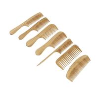 STOBAZA 7Pcs Bamboo Hairbrush and Comb for Men Women Anti-static Natural Bristle Brushes with Wide Tooth Tail Comb for Detangling Curly Thick Hair Scalp Massage and Styling