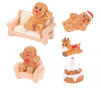 STOBAZA 7pcs Christmas Decorations Miniature Tabletop Ornaments Tiny Gingerbread Figures Resin Gingerbread Dolls for Crafts Micro Landscape Ornaments for Dollhouse Scene